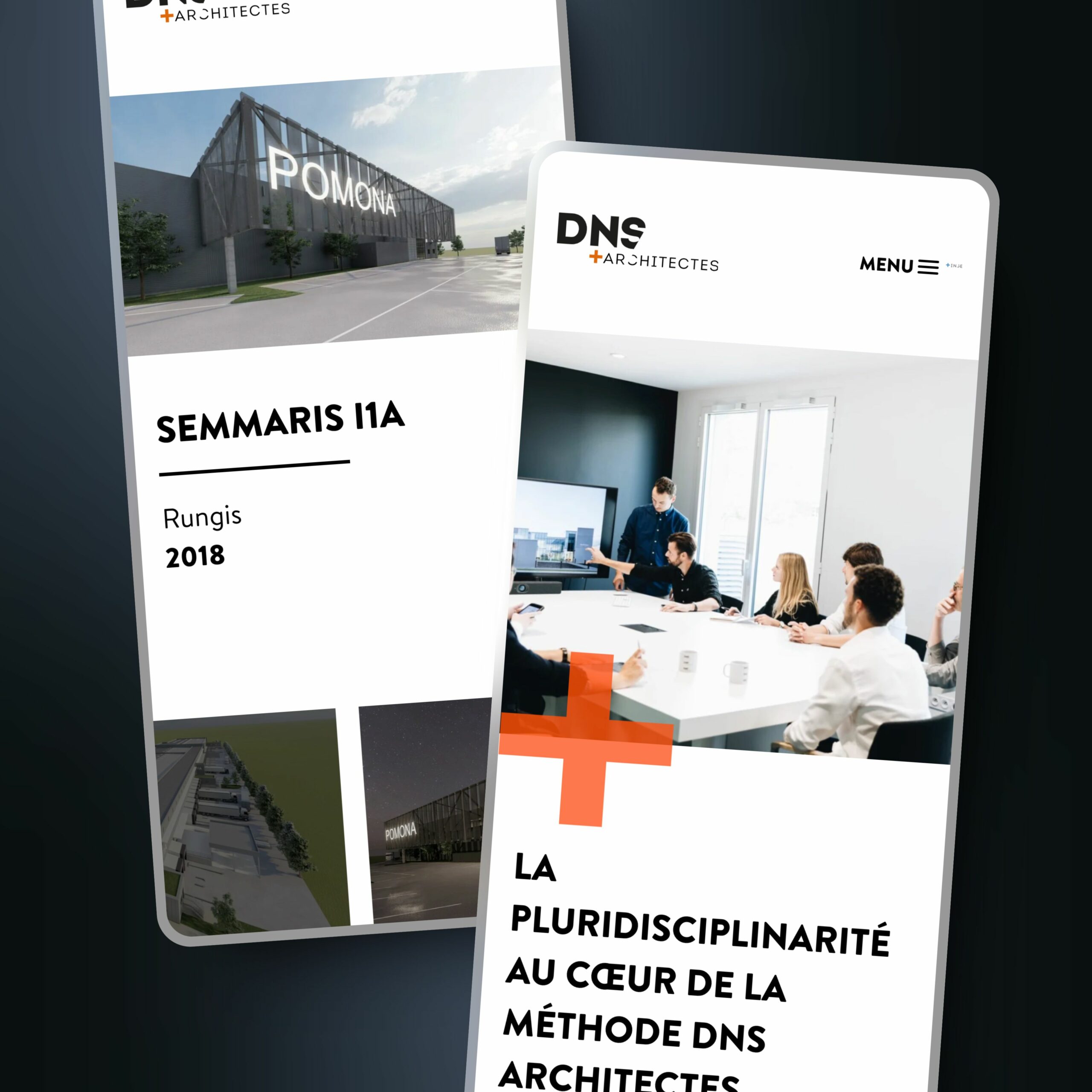 Capture d&#039;écran de block mobile blanc sur le site DNS Architecte