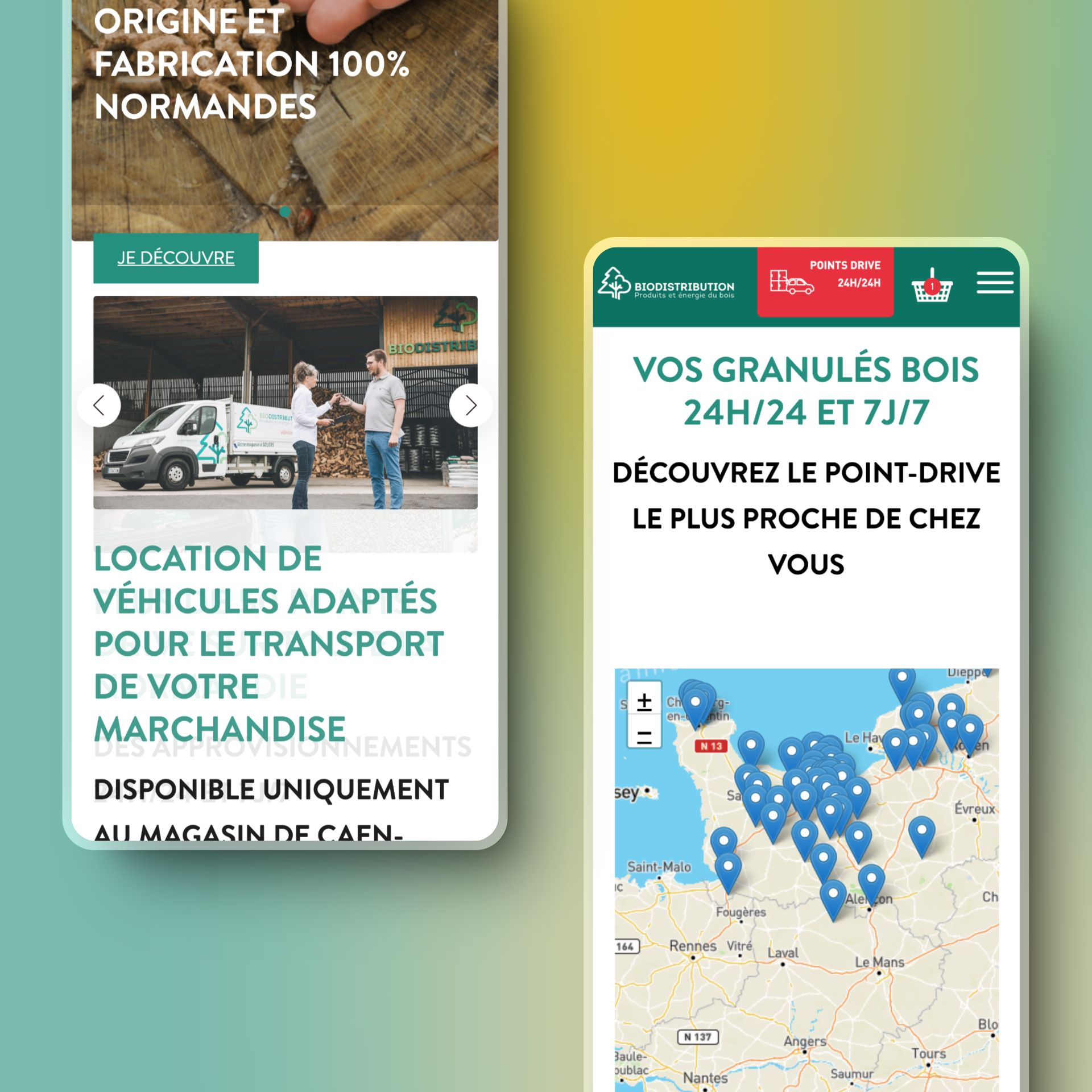 Capture d&#039;écran de blocks mobiles sur le site Biodistribution