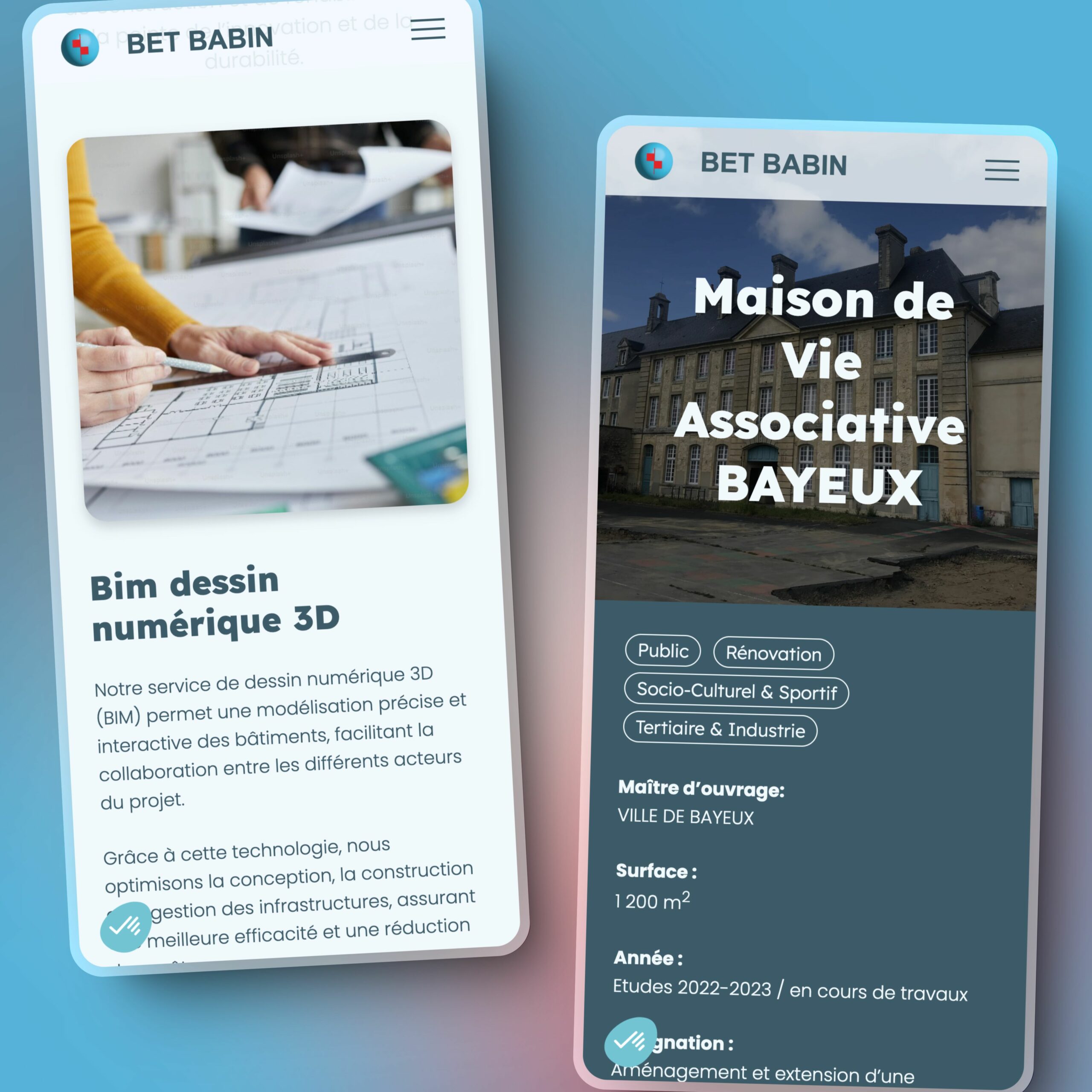 Capture d&#039;écran de block mobile sur le site BABIN Bet